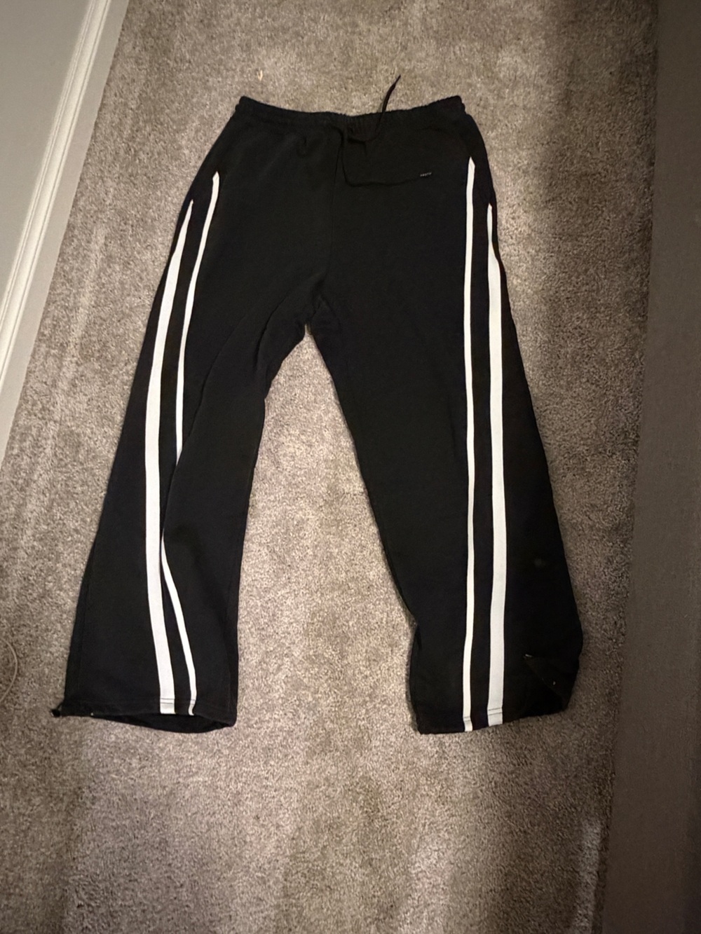 Black Joggers with Double White Side Stripes